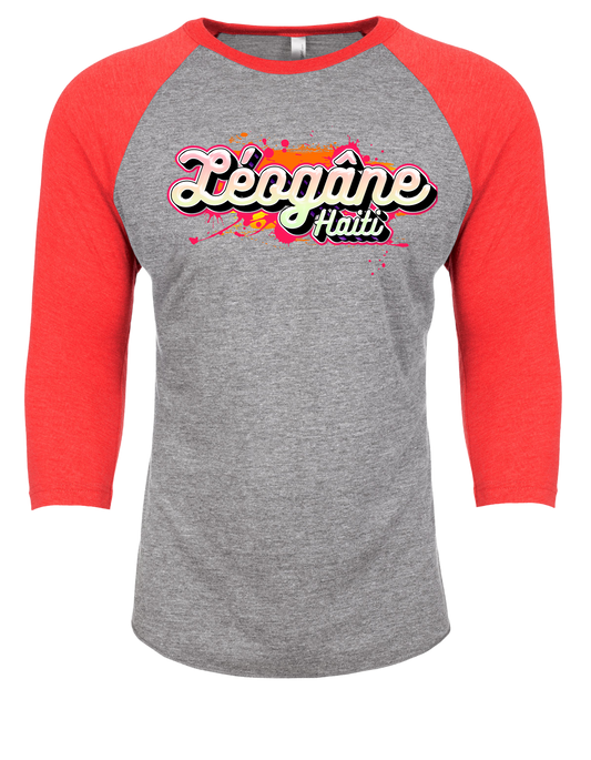 Léogâne, Haiti. Unisex CVC Three-Quarter Sleeve Raglan Baseball T-Shirt