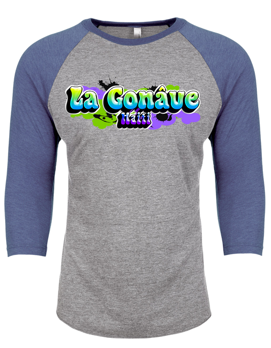 La Gonâve, Haiti. Unisex CVC Three-Quarter Sleeve Raglan Baseball T-Shirt.